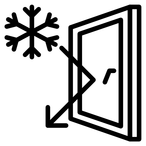 An icon depicting glass being resistant to letting the cold in.