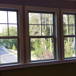 a scenic view of three nice looking windows.